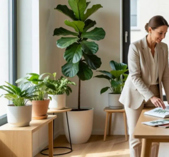 Nowoczesne wnętrze z aranżacją roślinną podczas konsultacji